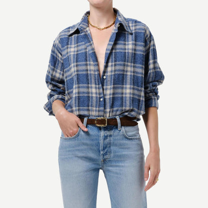 Ana Cropped Shirt - Marina Plaid