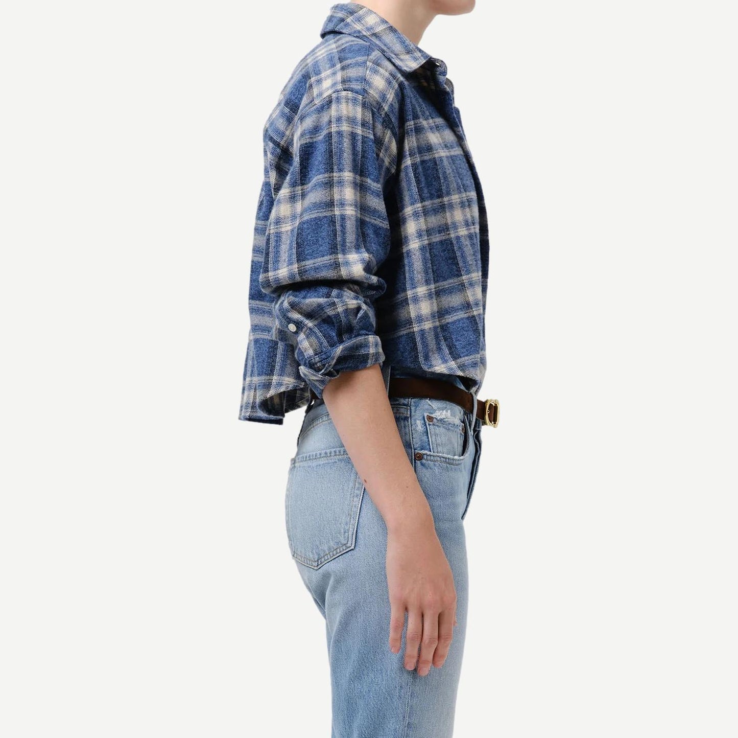 Ana Cropped Shirt - Marina Plaid
