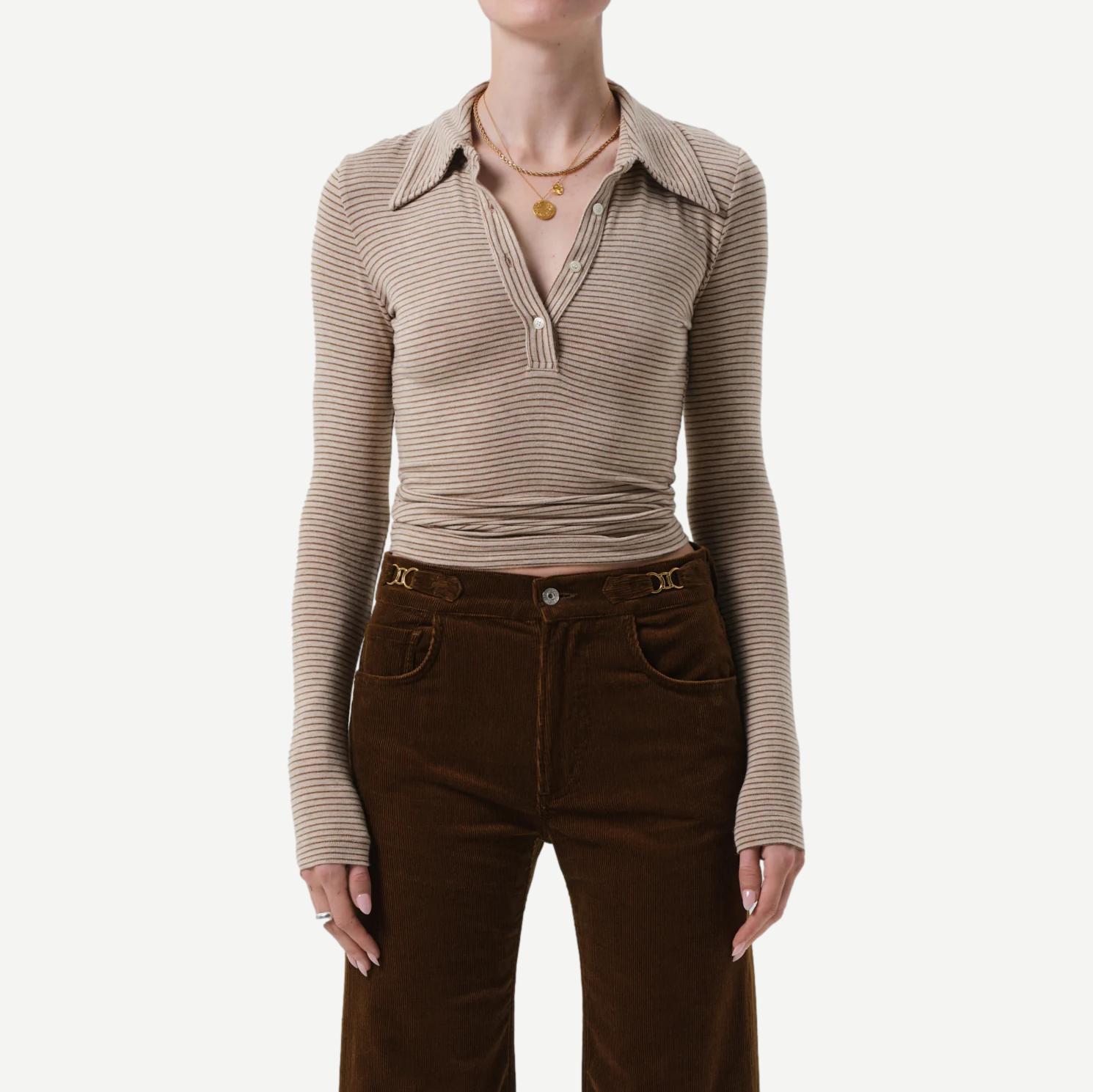 Shaea Polo - Chiltern & Oatmeal Stripe - Galvanic.co