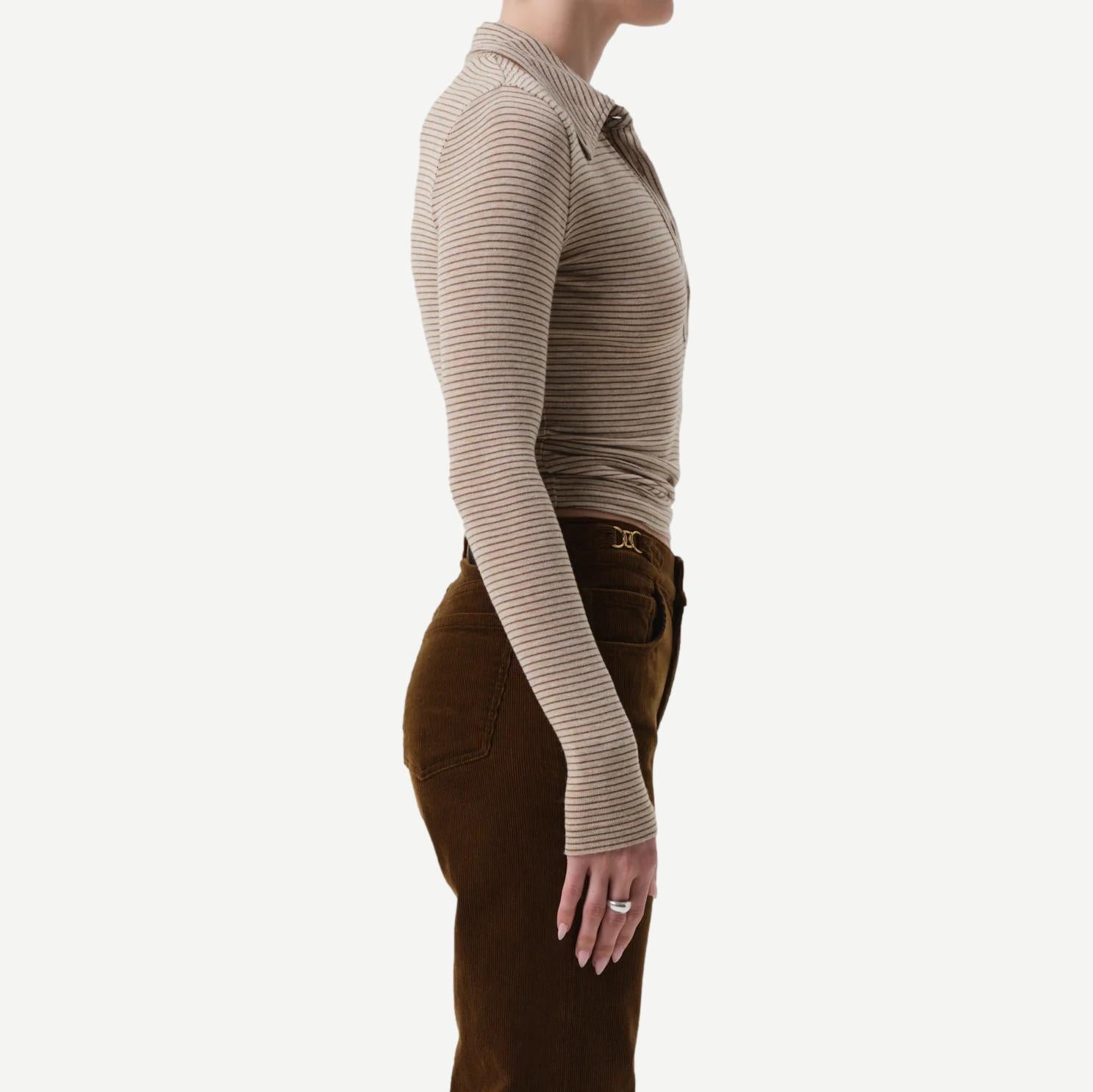 Shaea Polo - Chiltern & Oatmeal Stripe - Galvanic.co