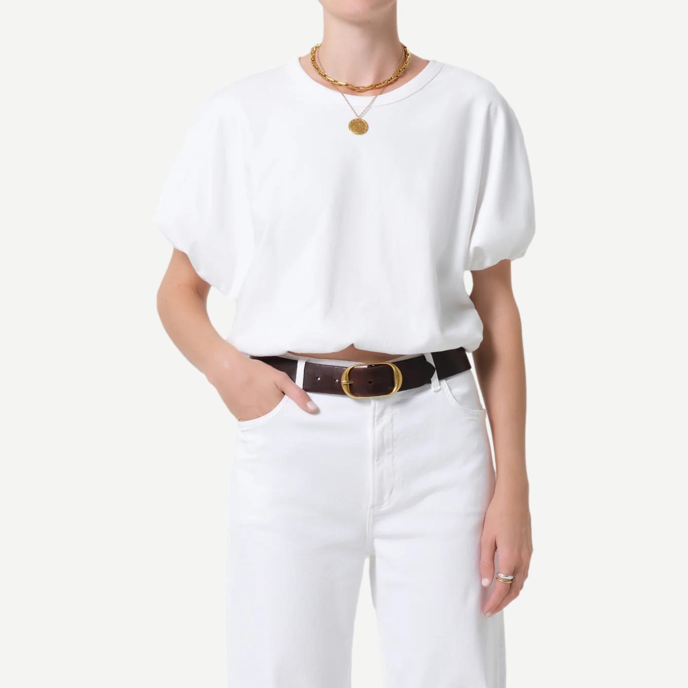 Gia Bubble Tee - White - Galvanic.co