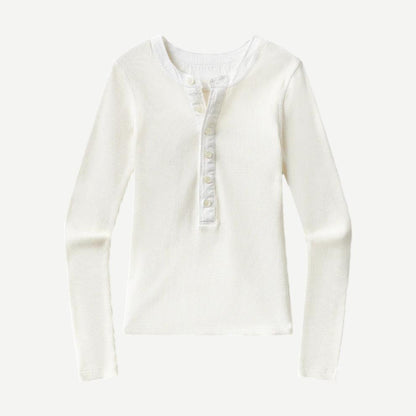 Drea Waffle Henley Pashmina - Off White - Galvanic.co