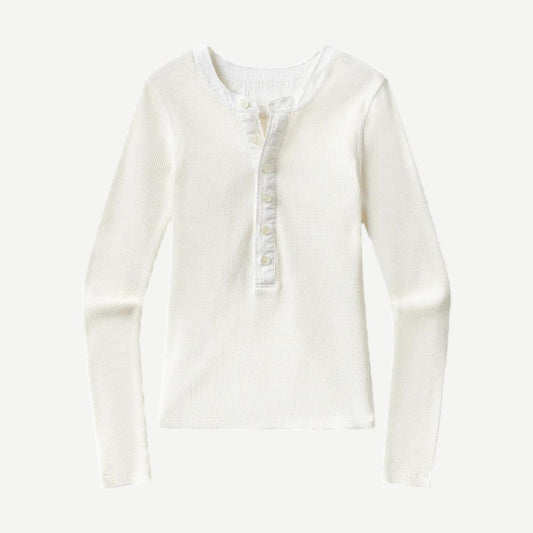 Drea Waffle Henley Pashmina - Off White - Galvanic.co