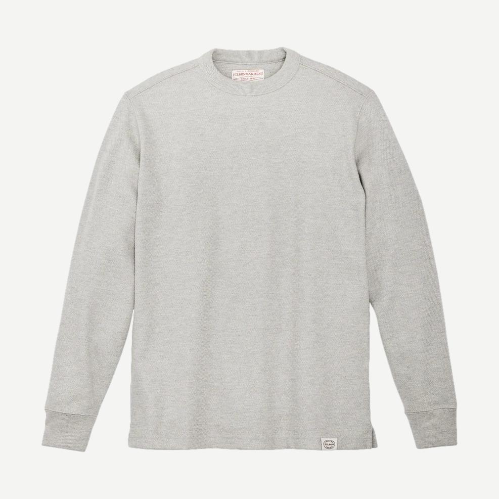 Waffle Knit Thermal Crewneck - Light Heather Grey