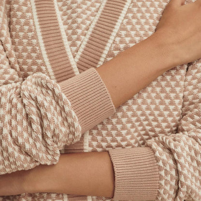 Tarran Stitch Knit Cardigan - Light Taupe - Galvanic.co