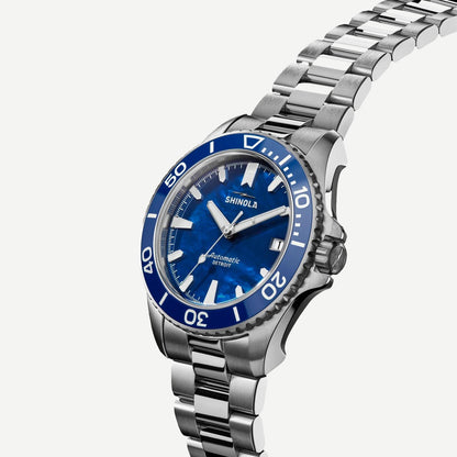 Monster Automatic Lake Michigan 39mm Dive Watch - Blue/MOP/Silver - Galvanic.co