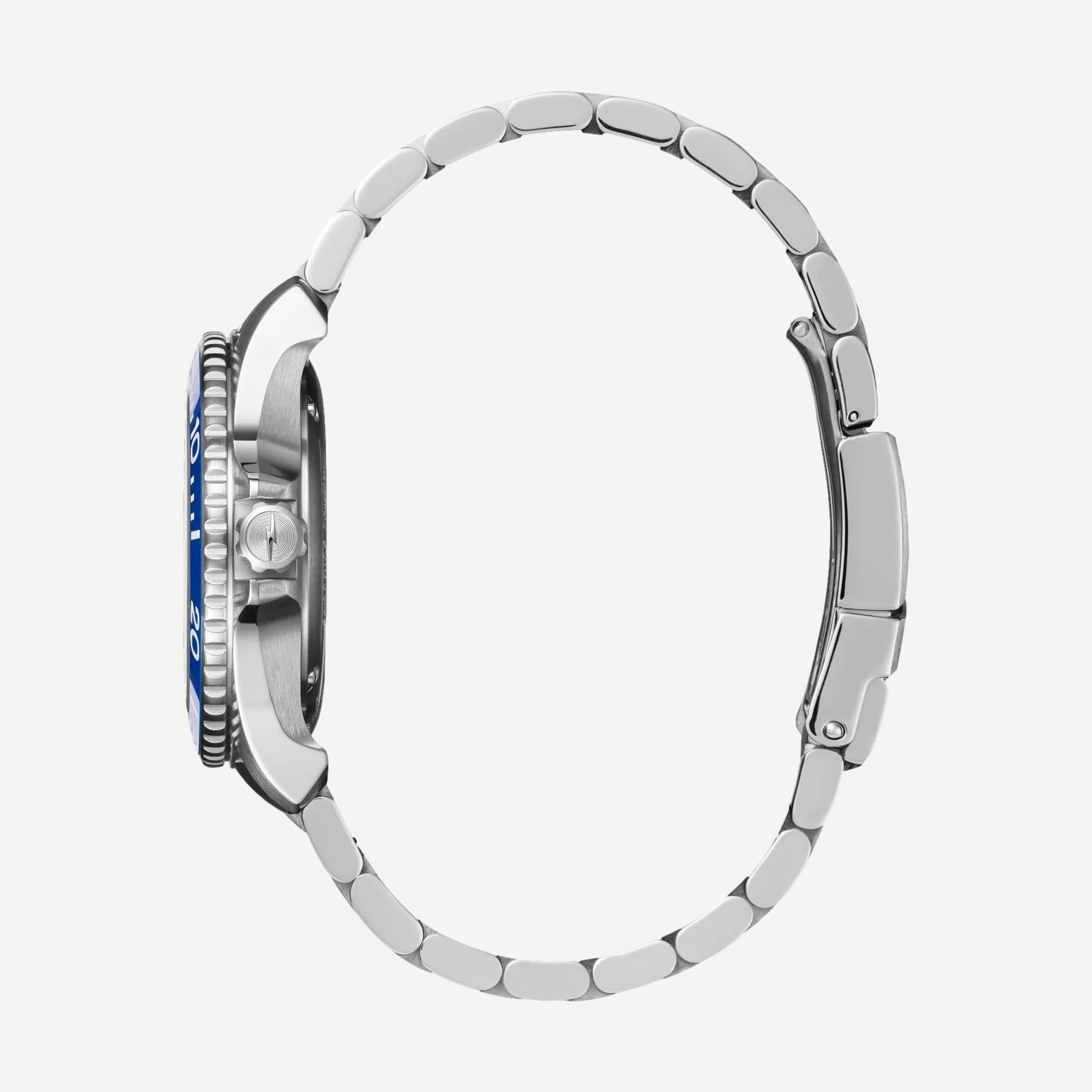 Monster Automatic Lake Michigan 39mm Dive Watch - Blue/MOP/Silver - Galvanic.co