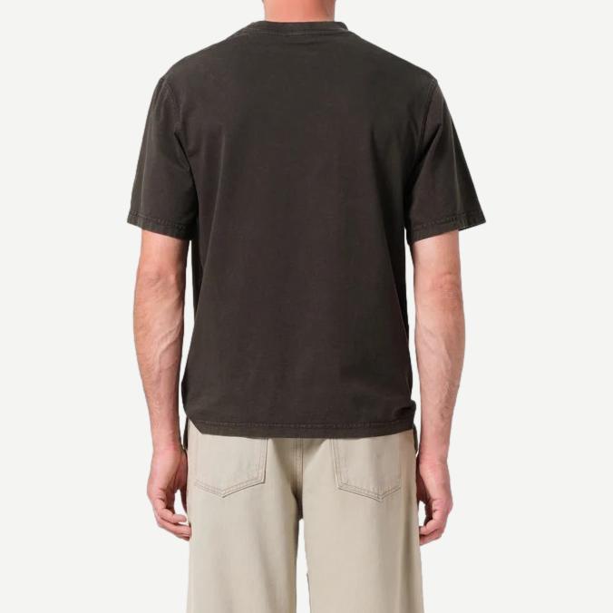 Aloe green Asha Mock Neck Tee by Agolde, soft cotton T-shirt with a fitted mock neck and short sleeves, casual style.