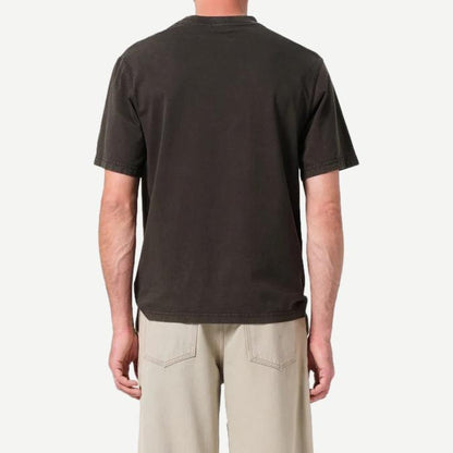 Aloe green Asha Mock Neck Tee by Agolde, soft cotton T-shirt with a fitted mock neck and short sleeves, casual style.