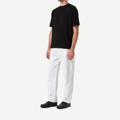 Black Asha Mock Neck Tee by Agolde, close-up of soft fabric and fitted style, showcasing modern t-shirt design and neckline.