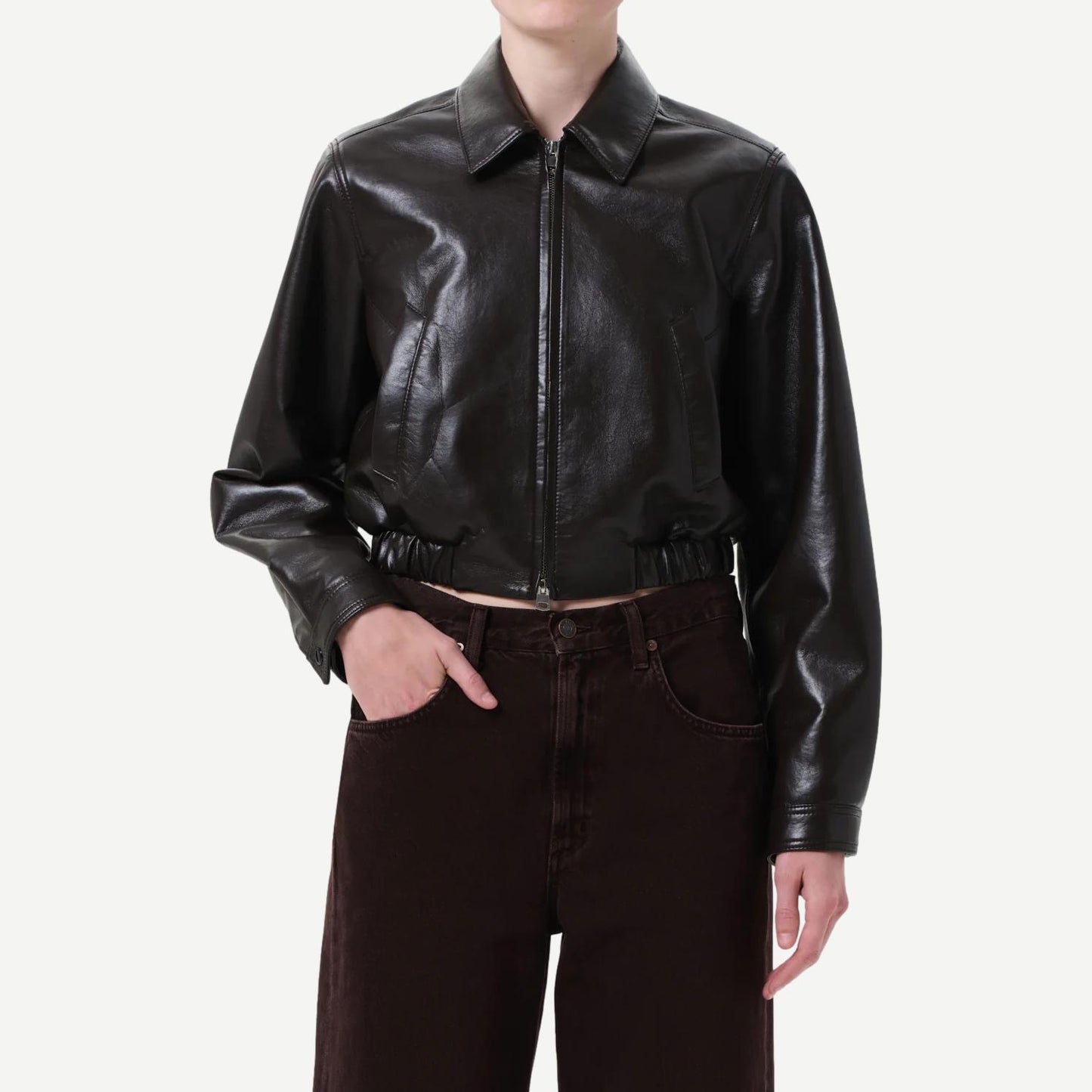Essie Recycled Cropped Jacket - Chocolate