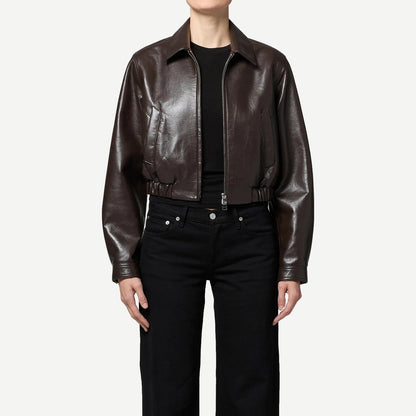 Essie Recycled Cropped Jacket - Chocolate