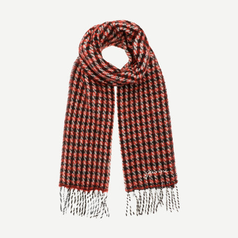 Check Mix Woven Scarf - Racing Red - Galvanic.co