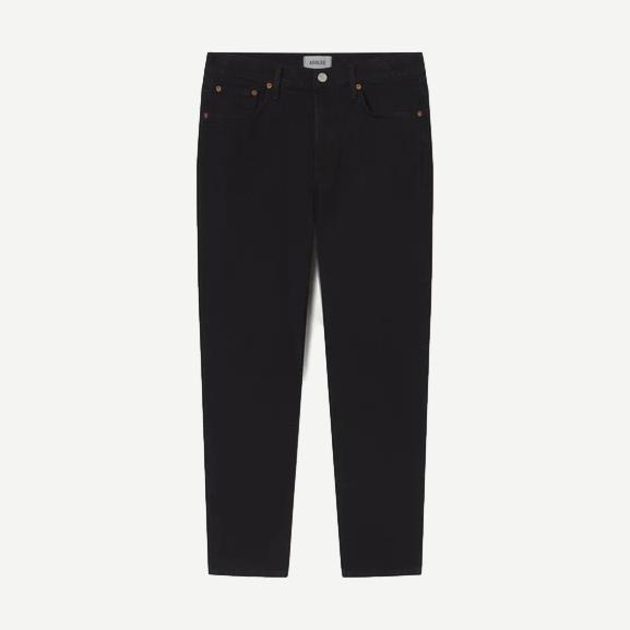 Agolde Curtis Jean Kelvin in denim, showcasing classic fit with light wash and subtle fading, styled on a person.