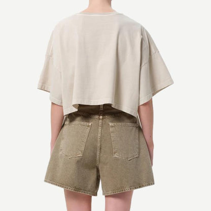 Arli Oversized Cropped Tee - Brown Rice - Galvanic.co
