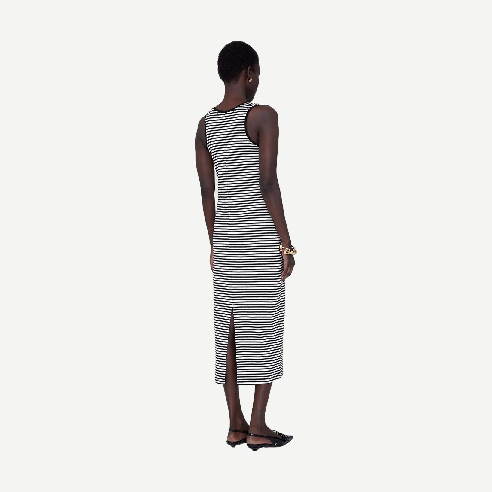 Alessia Tank Midi Dress - Cream And Black Stripe - Galvanic.co