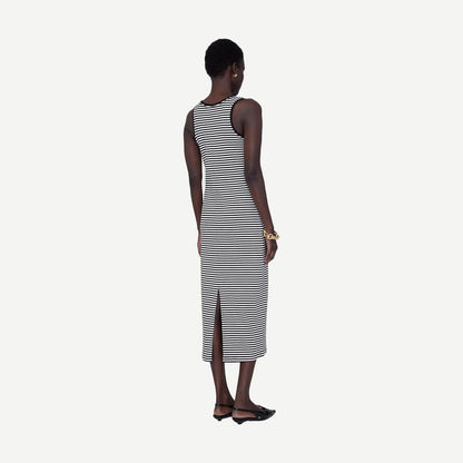 Alessia Tank Midi Dress - Cream And Black Stripe - Galvanic.co