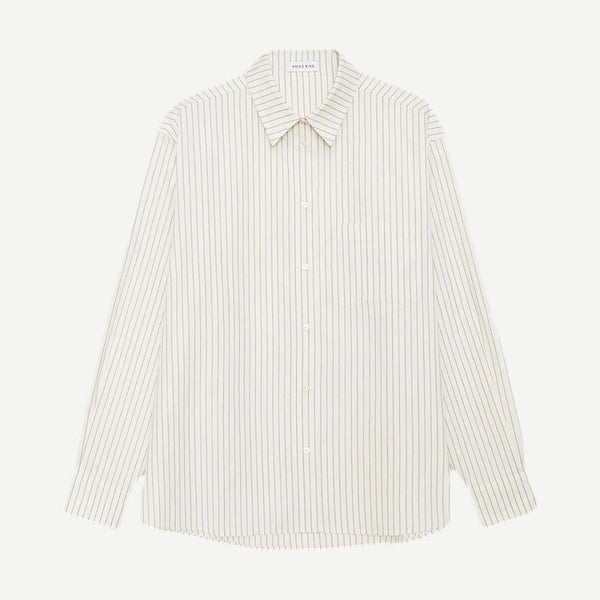 Braxton Shirt - Ivory Blue Monogram Stripe | Galvanic.co