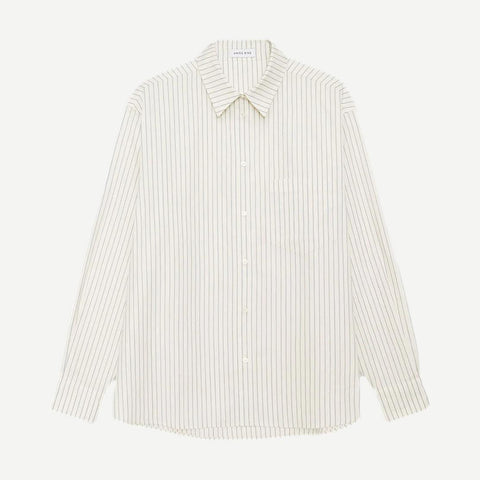 Braxton Shirt - Ivory Blue Monogram Stripe - Galvanic.co