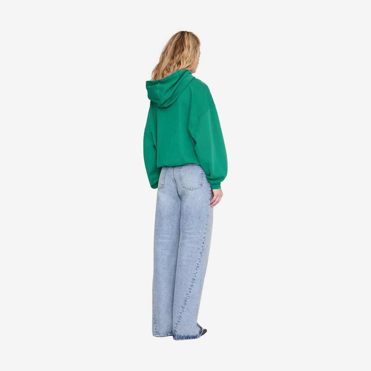 Anine Bing Harvey Sweatshirt Collegiate in green, a casual crewneck sweatshirt with a smooth fabric finish and relaxed fit.