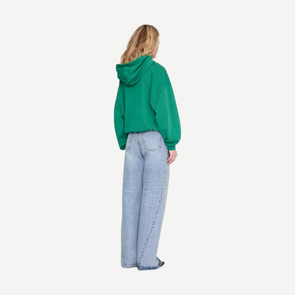Anine Bing Harvey Sweatshirt Collegiate in green, a casual crewneck sweatshirt with a smooth fabric finish and relaxed fit.