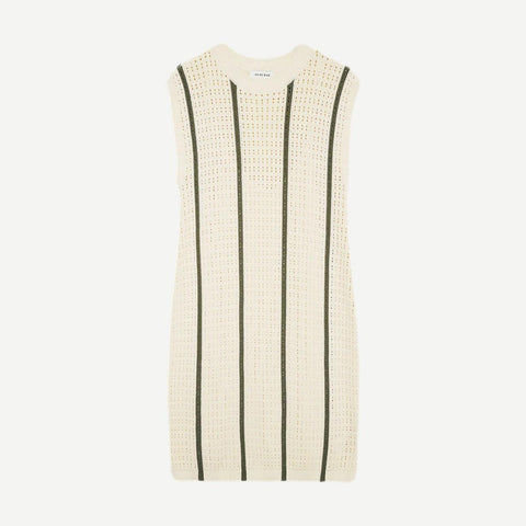 Lanie Dress - Ivory and Army Green Stripe