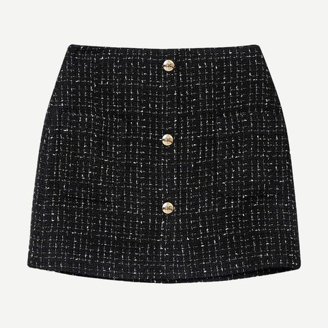 Mateo Skirt - Black and White Tweed