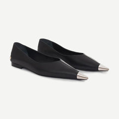 Nina Flats Metal Toe Cap - Black - Galvanic.co