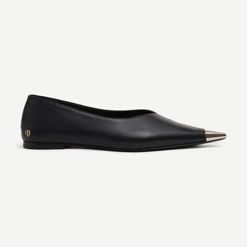 Nina Flats Metal Toe Cap - Black