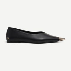 Nina Flats Metal Toe Cap - Black - Galvanic.co