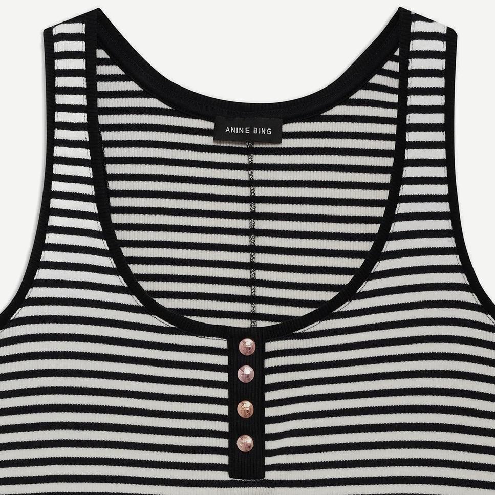 Alessia Tank Midi Dress - Cream And Black Stripe - Galvanic.co
