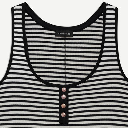 Alessia Tank Midi Dress - Cream And Black Stripe - Galvanic.co
