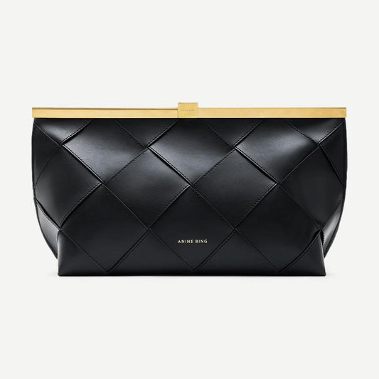 Anine Clutch Braided Leather - Black - Galvanic.co