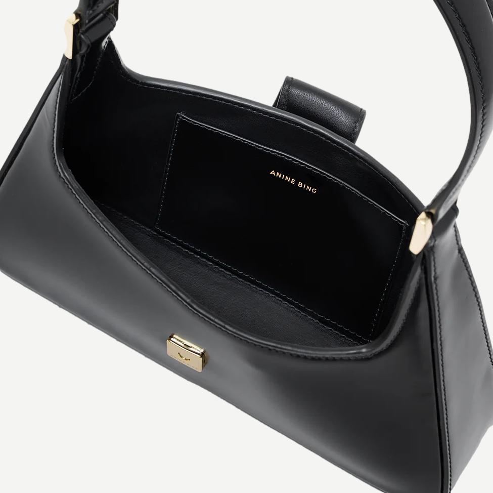 Lou Shoulder Bag - High-Shine Black - Galvanic.co
