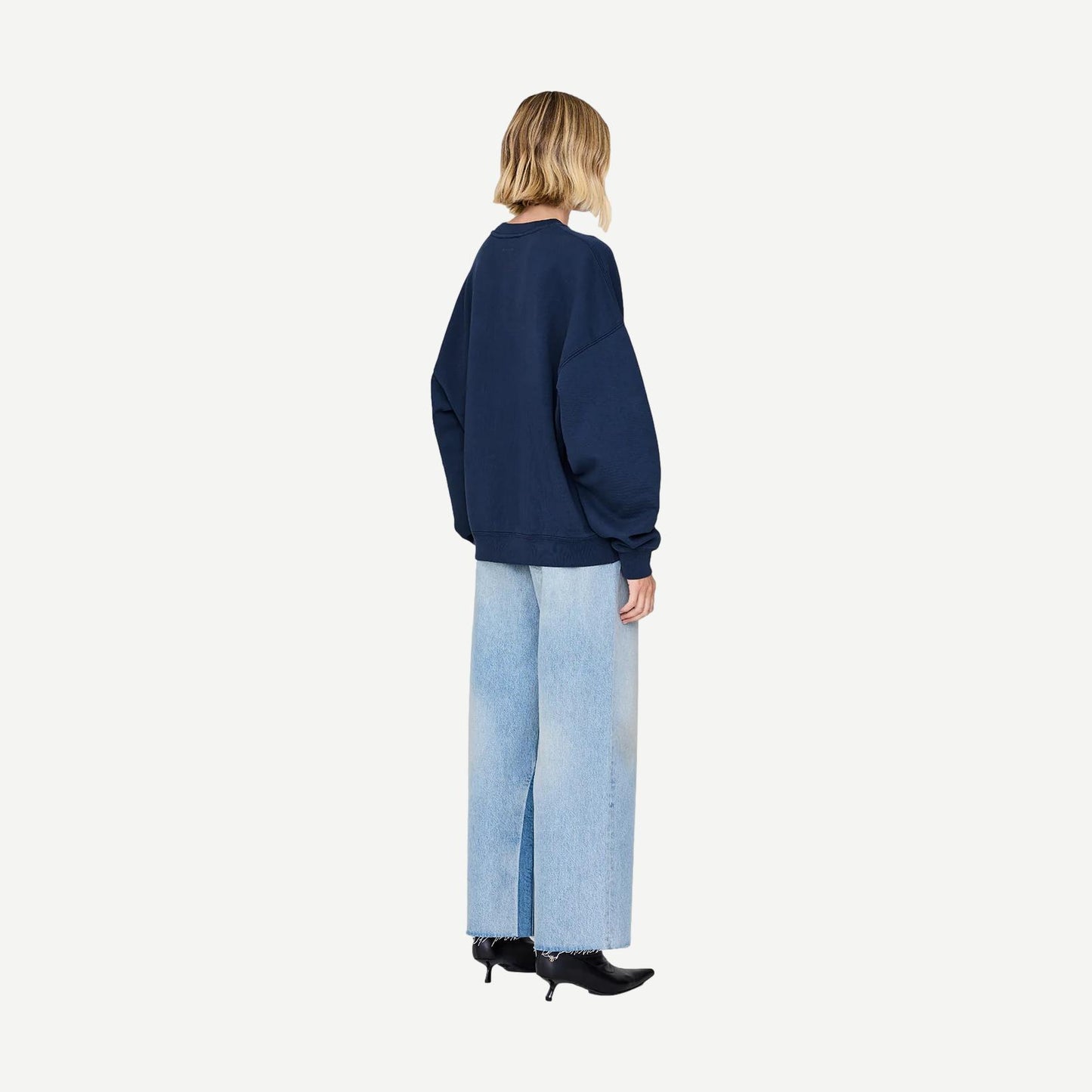 Miles Oversized Letterman Sweatshirt - Washed Navy - Galvanic.co