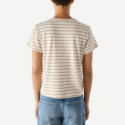 AMO Lovely Tee in Natural Haze, a casual t-shirt with soft fabric and relaxed fit, displayed on a flat surface.