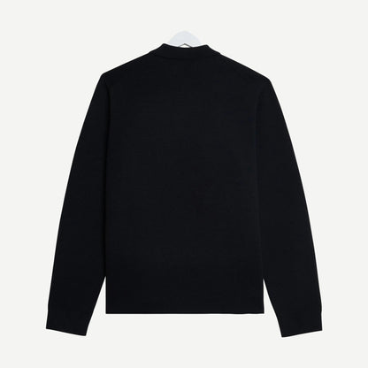 Maley L/S Zip Polo Milano Knit - Black