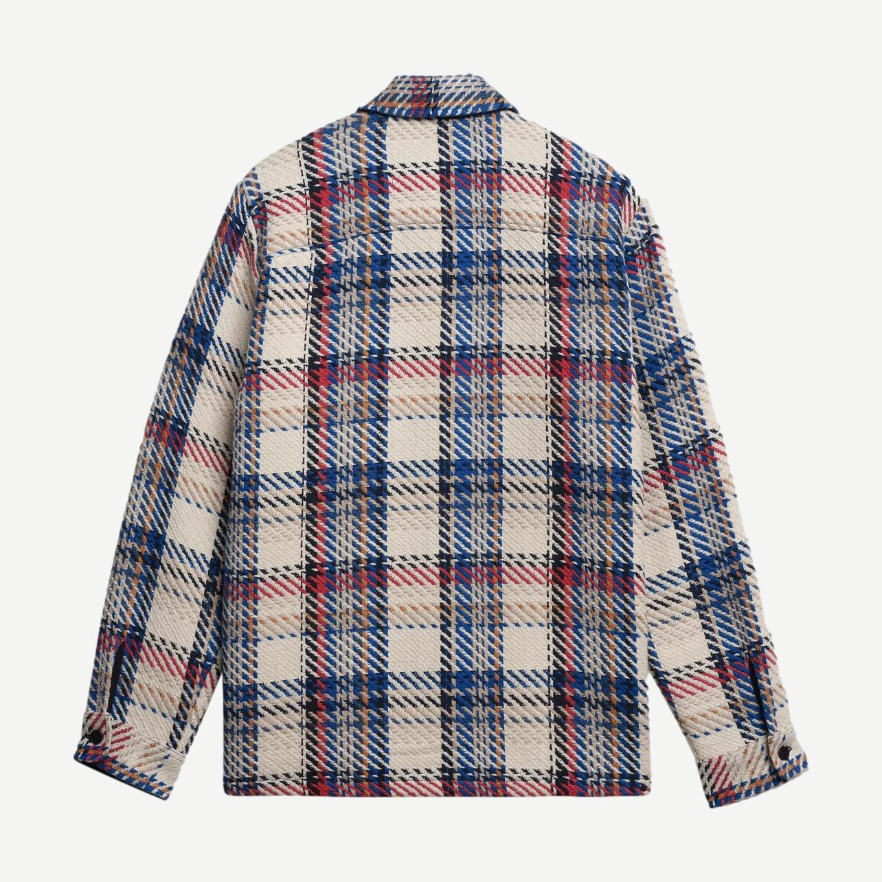 Whiting Overshirt Jazz Weave - Ecru/Red