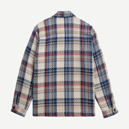 Whiting Overshirt Jazz Weave - Ecru/Red