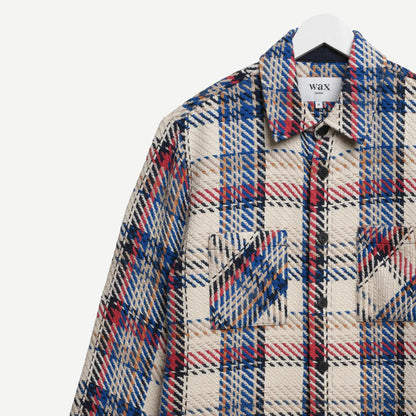 Whiting Overshirt Jazz Weave - Ecru/Red