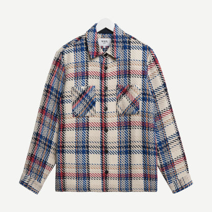 Whiting Overshirt Jazz Weave - Ecru/Red