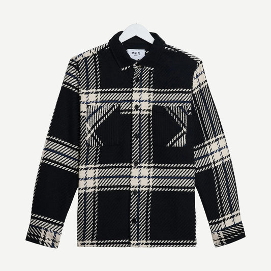 Whiting Overshirt Oversize Grid Check - Black/Ecru