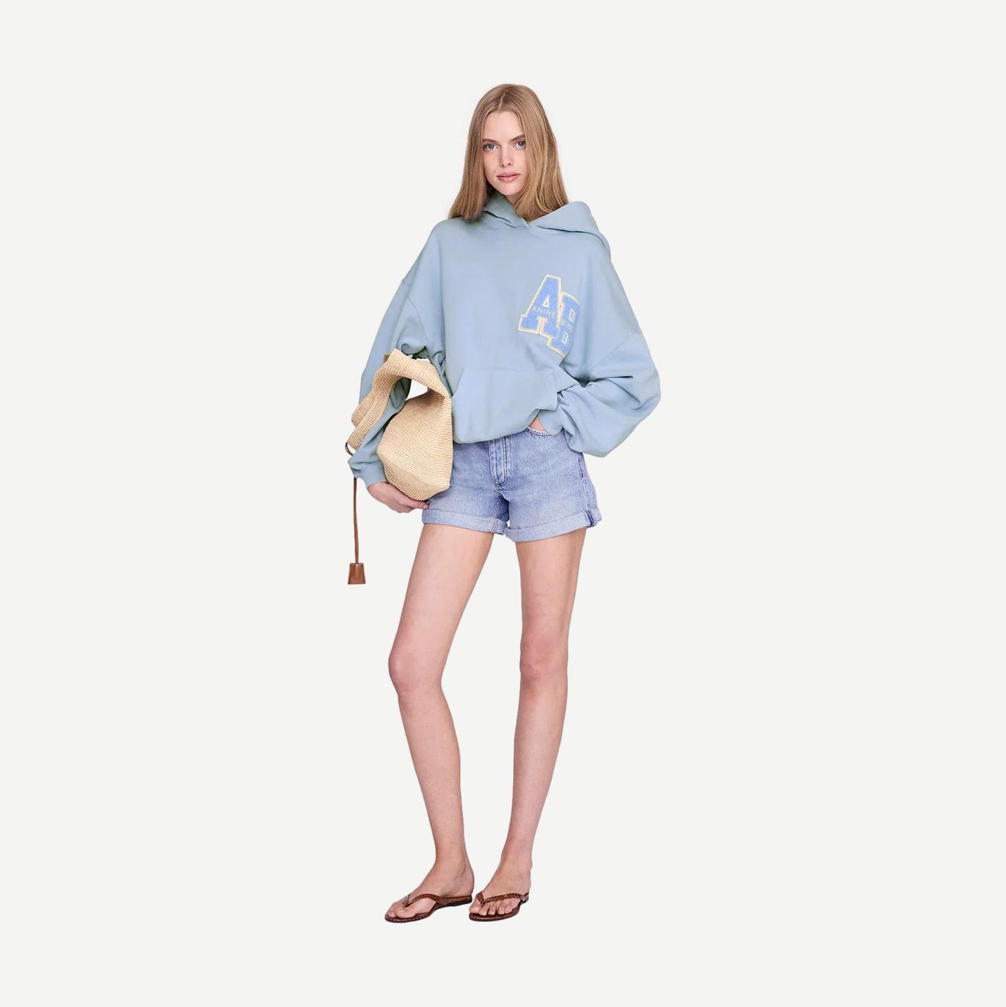 Harvey Sweatshirt letterman - Washed Light Blue