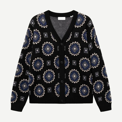 Aro Paisley Cardigan - Black/Blueprint - Galvanic.co