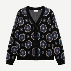 Aro Paisley Cardigan - Black/Blueprint - Galvanic.co