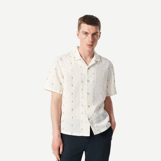Avery Embroidered Linen Shirt - White Remi Stripe - Galvanic.co