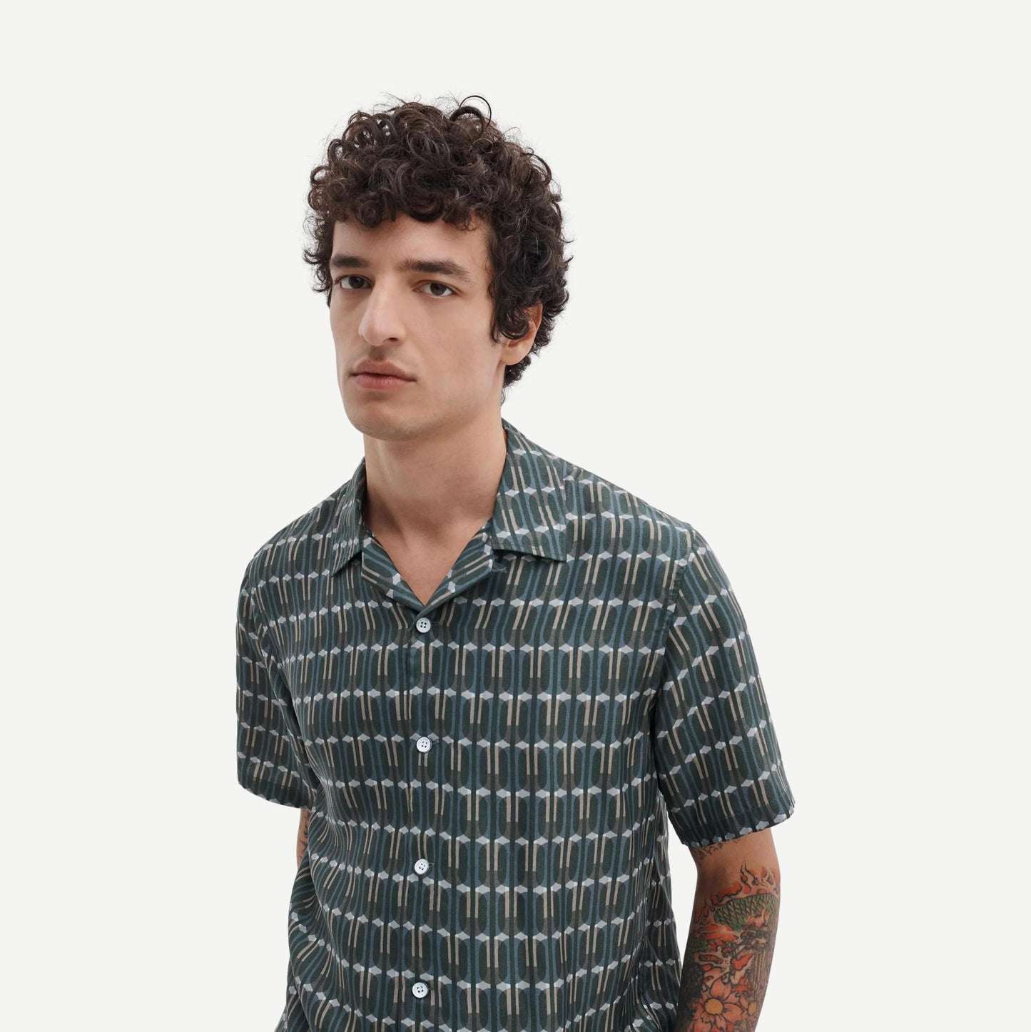 Avery SS Printed Shirt - Indigo Harold Print - Galvanic.co
