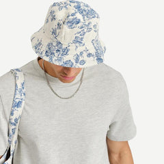 Bucket Hat Floral Jacquard - Ecru/Blue - Galvanic.co