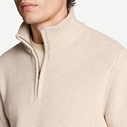 Brushed Waffle QRT Zip - Heather Oatmeal