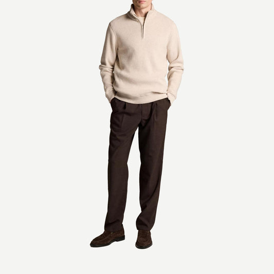 Brushed Waffle QRT Zip - Heather Oatmeal - Galvanic.co